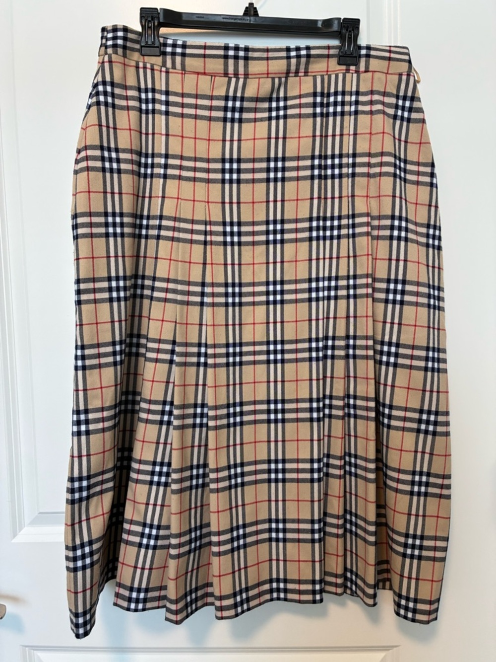 Urban Outfitters Beige Plaid A-Line Skirt with Navy & Red Stripes